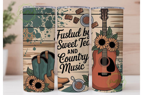 Country Music Sweet Tea Tumbler Wrap Sublimation PixelChick 