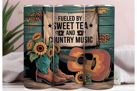 Country Music Sweet Tea Tumbler Wrap Sublimation PixelChick 