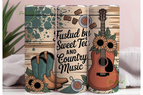 Country Music Sweet Tea Tumbler Wrap Sublimation PixelChick 