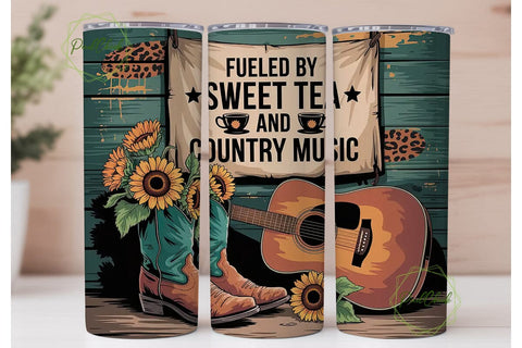Country Music Sweet Tea Tumbler Wrap Sublimation PixelChick 