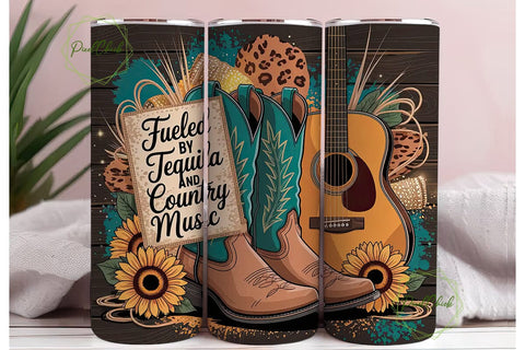 Country Music Tequila Tumbler Wrap Sublimation PixelChick 
