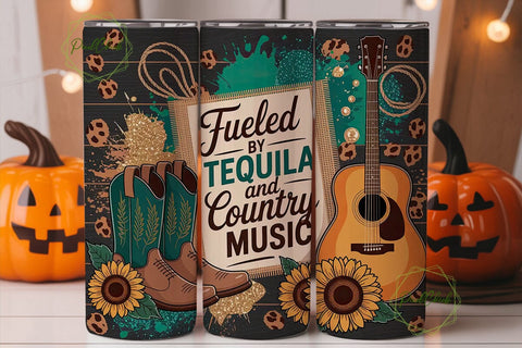 Country Music Tequila Tumbler Wrap Sublimation PixelChick 