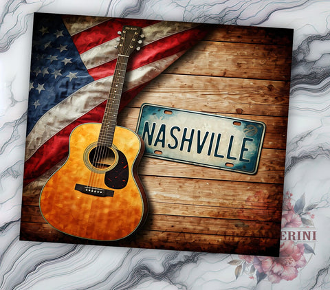 Country Music Tumbler, Guitar Design, Patriotic Drinkware, Sublimation PNG, 20oz Tumbler, American Flag Gift, Music Lover Gift, Rustic Americana Sublimation Li Zamperini 