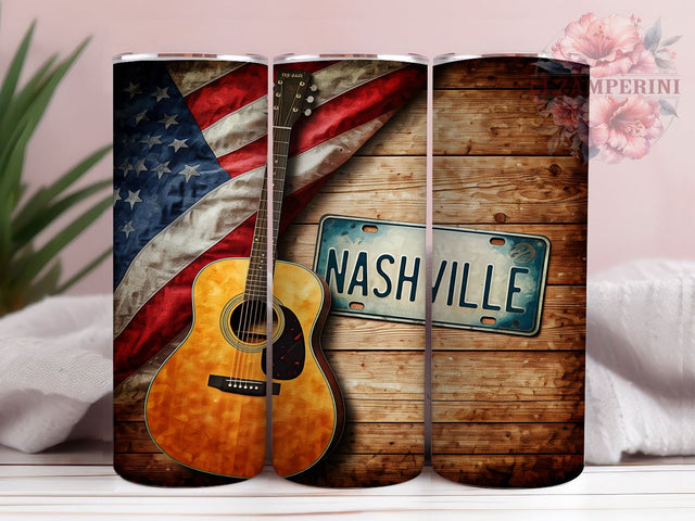 Country Music Tumbler, Guitar Design, Patriotic Drinkware, Sublimation PNG, 20oz Tumbler, American Flag Gift, Music Lover Gift, Rustic Americana Sublimation Li Zamperini 