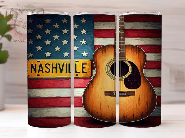 Country Music Tumbler, Patriotic Guitar Design, 20oz Tumbler Wrap, American Flag Sublimation, Music Lover Gift, Rustic Decor, Digital Download, Southern Pride Sublimation Lara' s Designs 