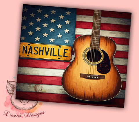 Country Music Tumbler, Patriotic Guitar Design, 20oz Tumbler Wrap, American Flag Sublimation, Music Lover Gift, Rustic Decor, Digital Download, Southern Pride Sublimation Lara' s Designs 