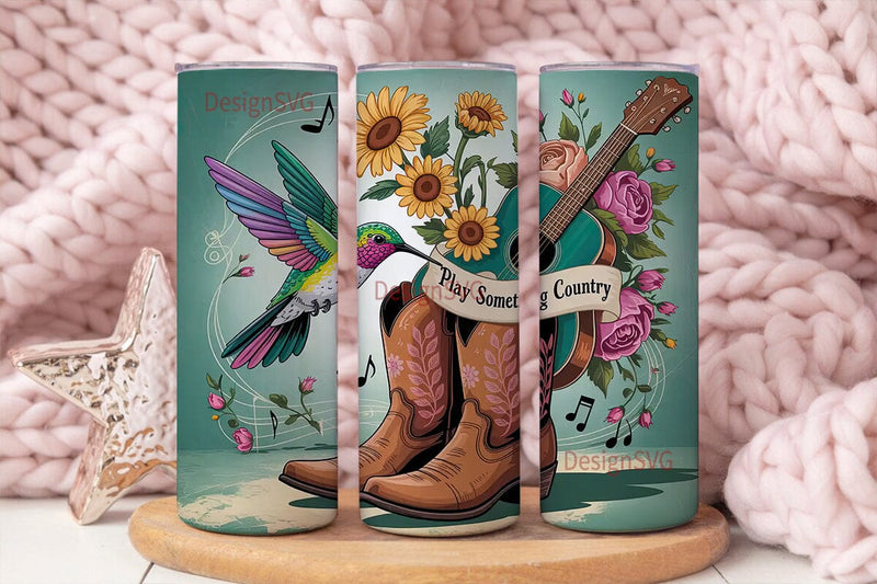 Country Music Tumbler Wrap PNG Sublimation DesignSVG 