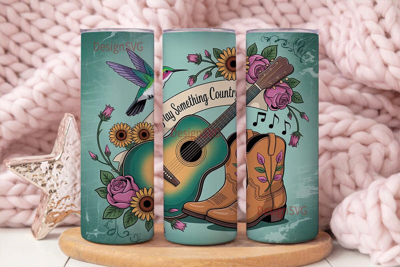 Country Music Tumbler Wrap PNG Sublimation DesignSVG 