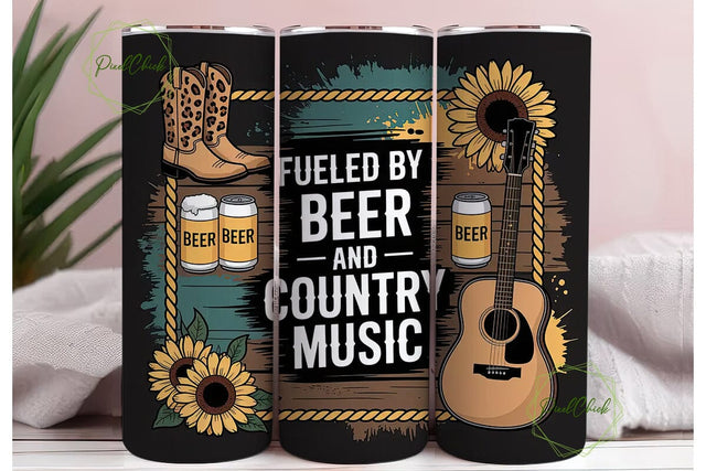 Country Music Tumbler Wrap PNG Sublimation PixelChick 