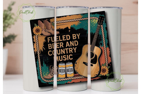 Country Music Tumbler Wrap PNG Sublimation PixelChick 