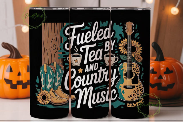 Country Music Tumbler Wrap PNG Sublimation PixelChick 