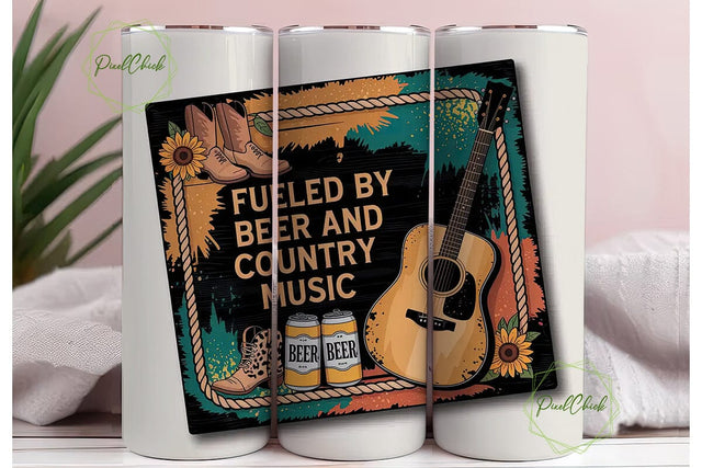 Country Music Tumbler Wrap PNG Sublimation PixelChick 