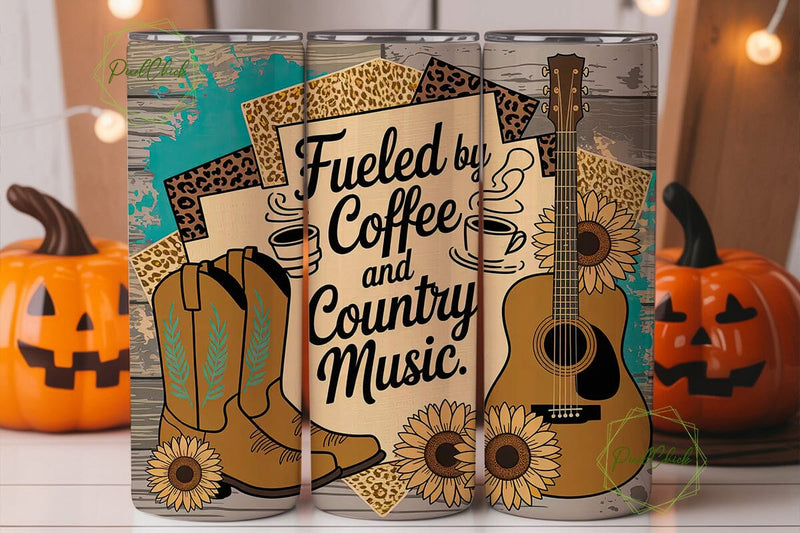 Country Music Tumbler Wrap PNG Sublimation PixelChick 