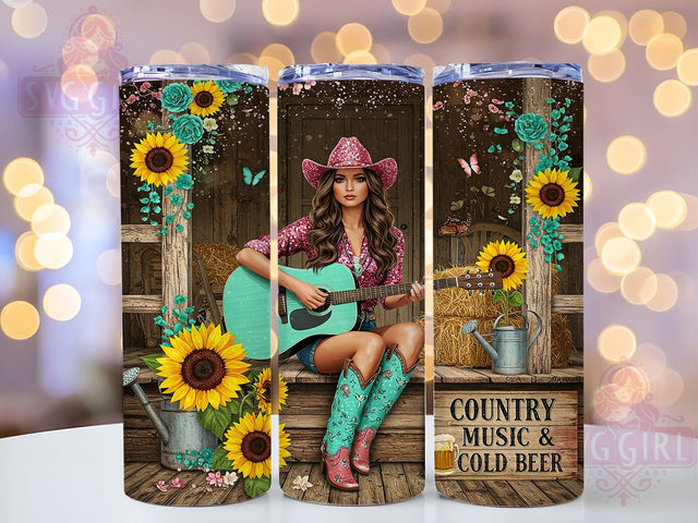 Country Music Western Sunflower Tumbler, Western Sunflower Tumbler, Rustic Music Lover Tumbler, 20oz Tumbler Sublimation, Cowgirl Aesthetic Tumbler, Digital Tumbler Wrap, Southern Country Tumbler Sublimation SvggirlplusArt 