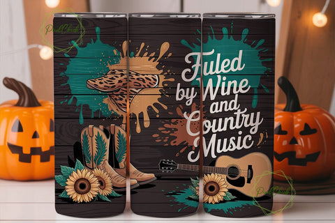 Country Music Wine Tumbler Wrap Sublimation PixelChick 