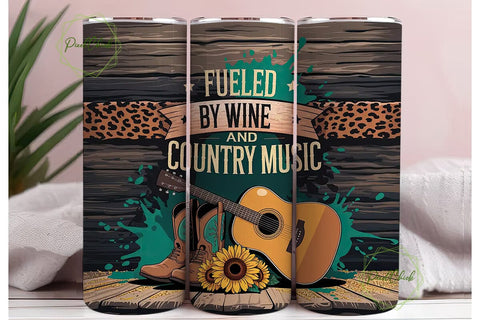Country Music Wine Tumbler Wrap Sublimation PixelChick 
