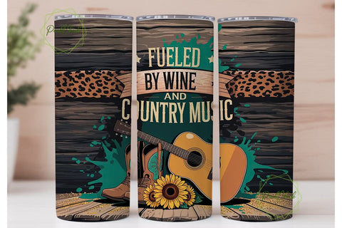 Country Music Wine Tumbler Wrap Sublimation PixelChick 