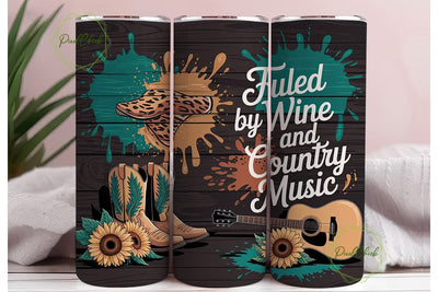 Country Music Wine Tumbler Wrap Sublimation PixelChick 
