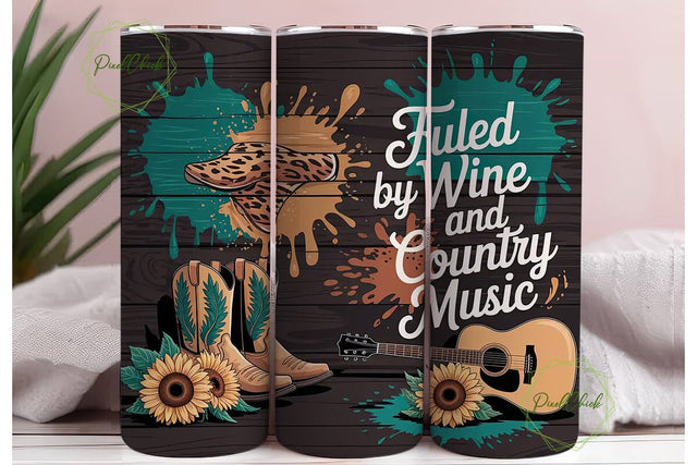 Country Music Wine Tumbler Wrap Sublimation PixelChick 