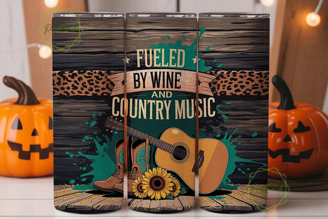 Country Music Wine Tumbler Wrap Sublimation PixelChick 