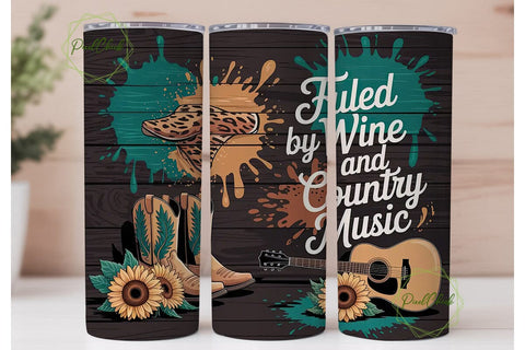 Country Music Wine Tumbler Wrap Sublimation PixelChick 