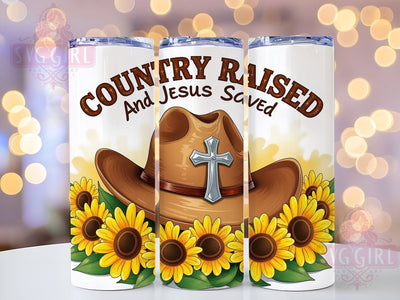 Country Raised 20oz Tumbler Wrap Sublimation Design, Straight Tapered Tumbler Wrap, Christian Southern Western Cowgirl Tumbler Png, Instant Digital Download Sublimation SvggirlplusArt 