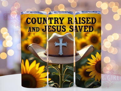 Country Raised 20oz Tumbler Wrap Sublimation Design, Straight Tapered Tumbler Wrap, Christian Southern Western Cowgirl Tumbler Png, Instant Digital Download Sublimation SvggirlplusArt 