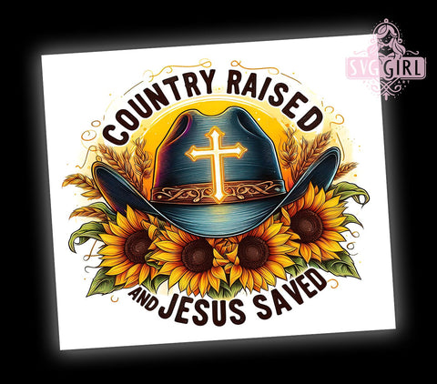 Country Raised 20oz Tumbler Wrap Sublimation Design, Straight Tapered Tumbler Wrap, Jesus Saved Tumbler Png, Instant Digital Download Sublimation SvggirlplusArt 