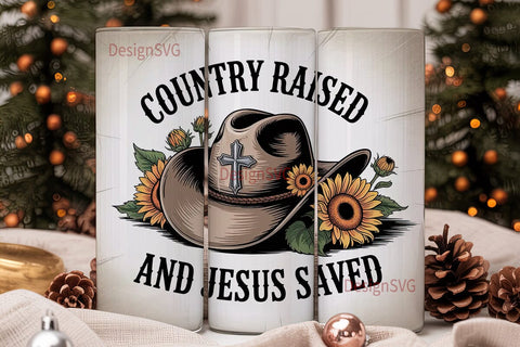 Country Raised Jesus Saved 20oz Tumbler Sublimation DesignSVG 