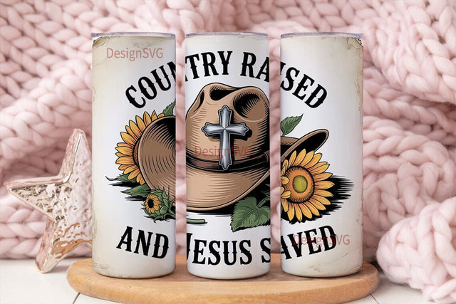 Country Raised Jesus Saved 20oz Tumbler Sublimation DesignSVG 