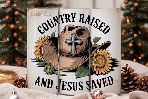 Country Raised Jesus Saved 20oz Tumbler Sublimation DesignSVG 
