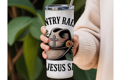 Country Raised Jesus Saved 20oz Tumbler Sublimation DesignSVG 