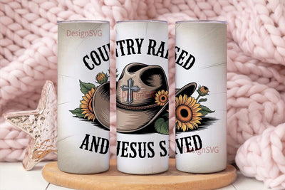 Country Raised Jesus Saved 20oz Tumbler Sublimation DesignSVG 