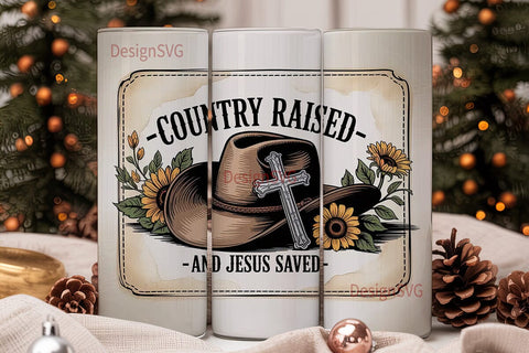 Country Raised Tumbler Wrap PNG Sublimation DesignSVG 