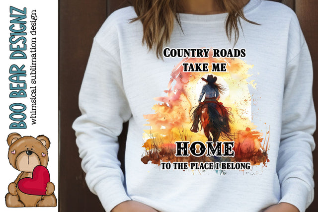 Country Roads Western Clipart Sublimation Boo Bear Designz 