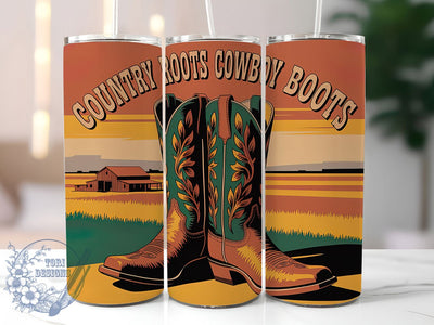 Country Roots 20oz Tumbler, Country Roots Quote, Cowboy Boots Wrap, Western Style Sublimation, 20oz Tumbler Wrap, Sublimation Design PNG, Rustic Cowboy Gift Sublimation ToriDesigns 