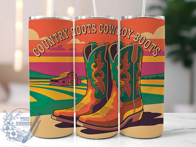 Country Roots 20oz Tumbler, Country Roots Quote, Cowboy Boots Wrap, Western Style Sublimation, 20oz Tumbler Wrap, Sublimation Design PNG, Rustic Cowboy Gift Sublimation ToriDesigns 