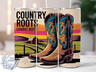 Country Roots 20oz Tumbler, Country Roots Quote, Cowboy Boots Wrap, Western Style Sublimation, 20oz Tumbler Wrap, Sublimation Design PNG, Rustic Cowboy Gift Sublimation ToriDesigns 