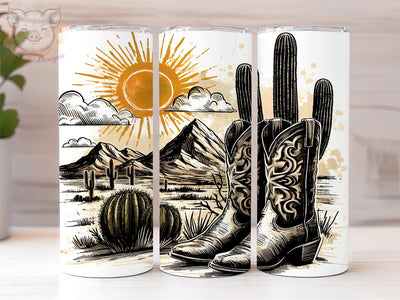 Country Tumbler Wrap, Cowgirl Boots and Cactus 20 oz Tumbler, Western Tumbler Wrap, Cowgirl PNG Downloads, Sublimation Design, Digital, Digital Download PNG Sublimation Lara' s Designs 