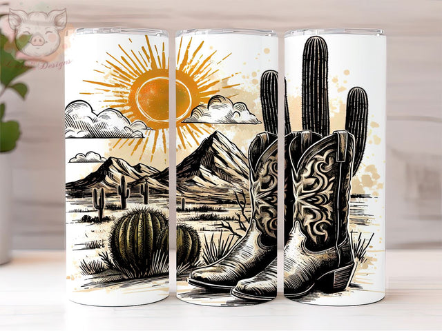 Country Tumbler Wrap, Cowgirl Boots and Cactus 20 oz Tumbler, Western Tumbler Wrap, Cowgirl PNG Downloads, Sublimation Design, Digital, Digital Download PNG Sublimation Lara' s Designs 