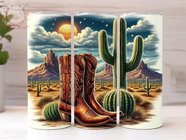 Country Tumbler Wrap, Cowgirl Boots and Cactus 20 oz Tumbler, Western Tumbler Wrap, Cowgirl PNG Downloads, Sublimation Design, Digital, Digital Download PNG Sublimation Lara' s Designs 