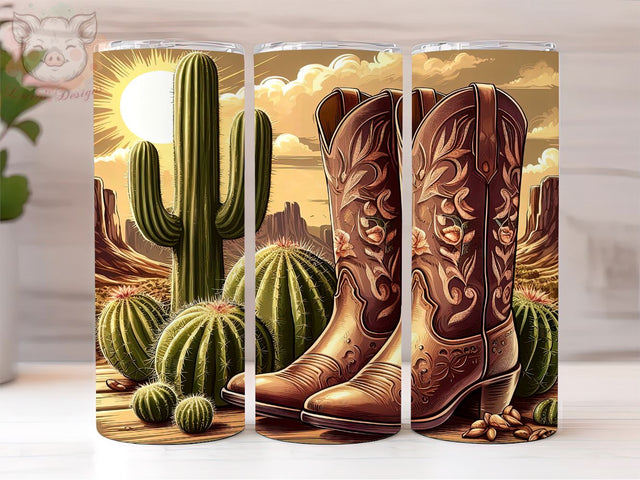Country Tumbler Wrap, Cowgirl Boots and Cactus 20 oz Tumbler, Western Tumbler Wrap, Cowgirl PNG Downloads, Sublimation Design, Digital, Digital Download PNG Sublimation Lara' s Designs 