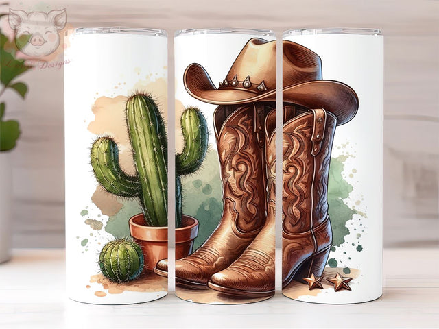 Country Tumbler Wrap, Cowgirl Boots and Cactus 20 oz Tumbler, Western Tumbler Wrap, Cowgirl PNG Downloads, Sublimation Design, Digital, Digital Download PNG Sublimation Lara' s Designs 