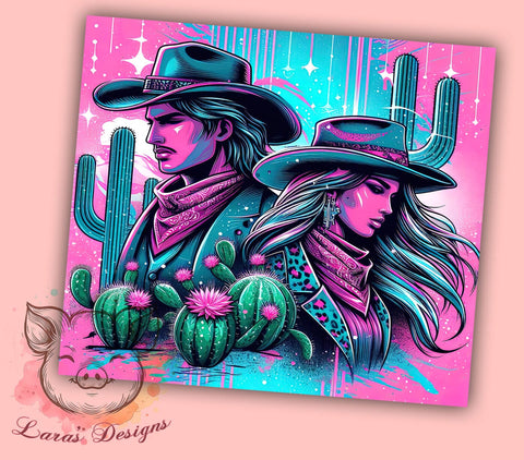 Country Western 20oz Tumbler Png, Straight & Tapered Tumbler Png, Cowgirl and Cowboy Tumbler Png, Digital Download PNG Sublimation Lara' s Designs 