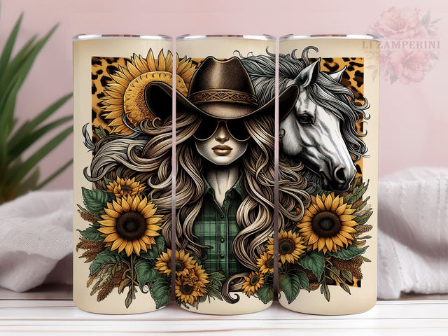 Country Western Cowgirl 20oz Tumbler Wrap PNG, Horse Girl Tumbler Png, Straight & Tapered Tumbler Wrap, Instant Digital Download Sublimation Li Zamperini 