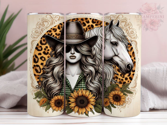 Country Western Cowgirl 20oz Tumbler Wrap PNG, Horse Girl Tumbler Png, Straight & Tapered Tumbler Wrap, Instant Digital Download Sublimation Li Zamperini 