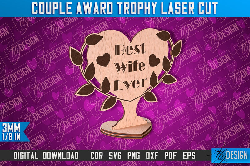 Couple Award Trophy | Laser Cut Design | CNC File SVG Fly Design 