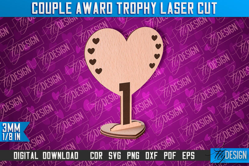 Couple Award Trophy | Laser Cut Design | CNC File SVG Fly Design 