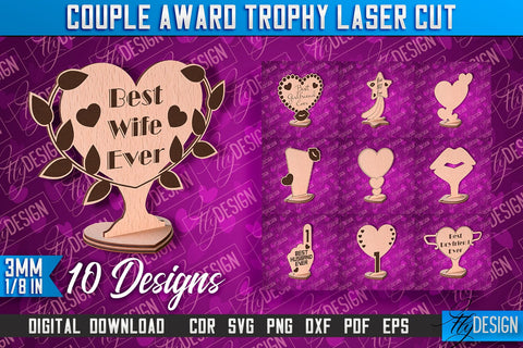 Couple Award Trophy | Laser Cut Design | CNC File SVG Fly Design 