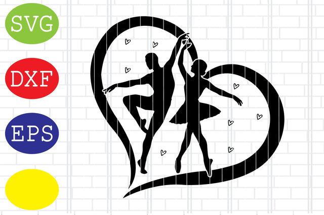 Couple Ballet Dancing in Heart Svg, Jpg, Eps, Dxf Files SVG DigitalSvgFiles 